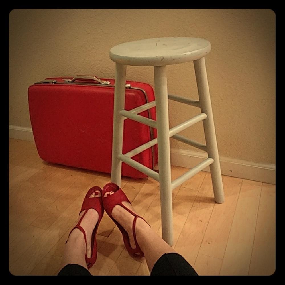 Red suede Sinuosa Camper 2" sandal/wedge